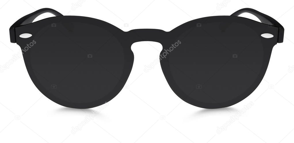 sunglasses black mirror lenses isolated on white background 