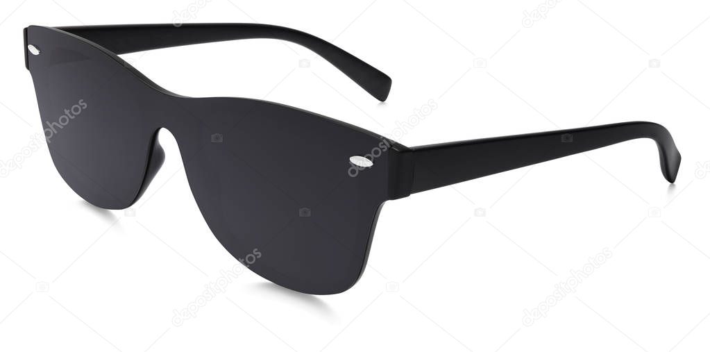 sunglasses black mirror lenses isolated on white background 