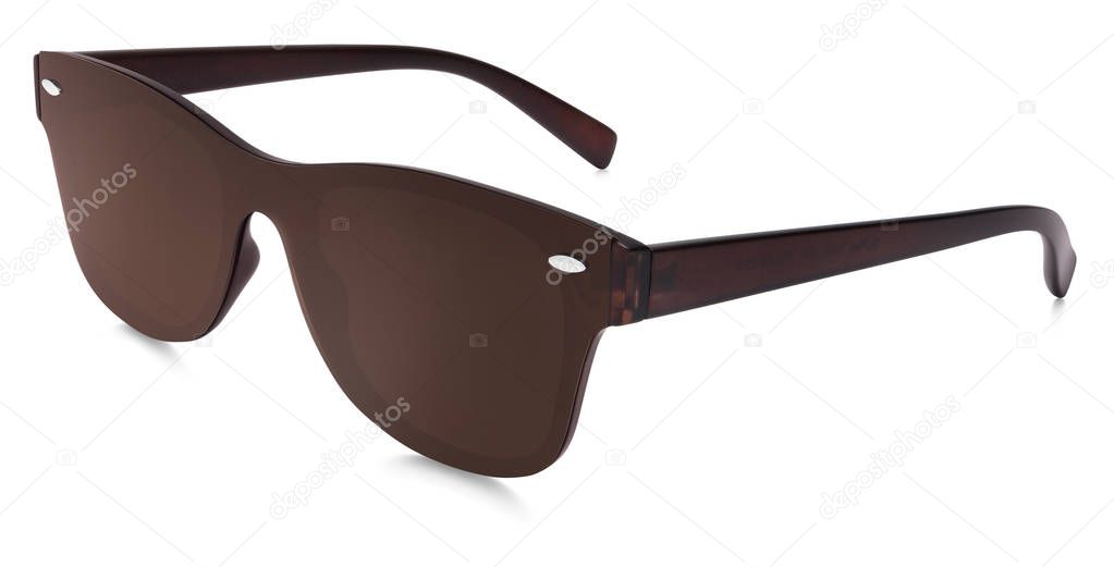spotted sunglasses brown mirror lenses isolated on white backgro