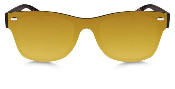 Spotted brązowe okulary soczewki lustro złote na białym tle — Zdjęcie stockowe