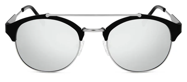 Silver and black sunglasses argent mirror lenses isolated on whi — стоковое фото