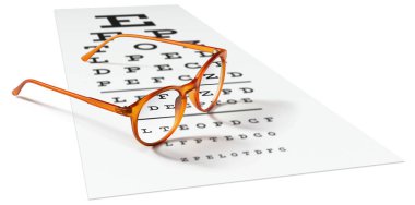 görsel test grafik üzerinde beyaz izole turuncu gözlük. Eyesig
