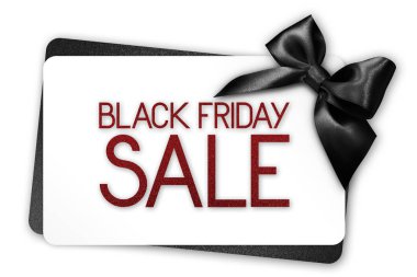 Siyah Cuma satış metin yazmak siyah ribbo beyaz hediye kartı