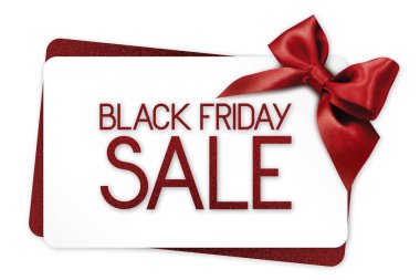 Siyah Cuma satış metin yazmak kırmızı kurdele beyaz hediye kartı 