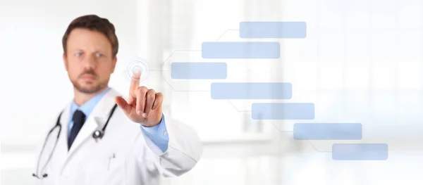 Arzt-Touchscreen mit Finger medizinisches Gesundheitskonzept — Stockfoto