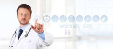 Veteriner Hekim dokunmatik ekran veteriner simgeleri simgeleri arka plan üzerinde. 