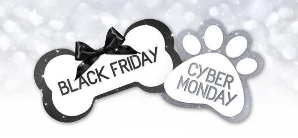 Pet shop venerdì nero e cyberg lunedì vendita testo scrivere su regalo — Foto Stock