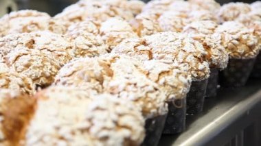 Paskalya kek güvercinler pasta tezgah üzerinde içinde kaydırma, yakın çekim