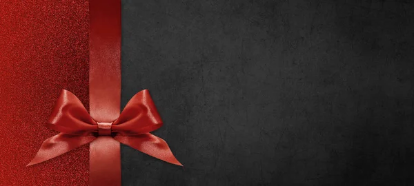 Geschenkkarte wünscht frohe Weihnachten Hintergrund mit roter Schleife Schleife — Stockfoto