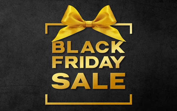 Black Friday sale text write on black gift card with golden ribb