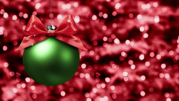 Frohe Weihnachten Geschenk Karte Baumkugeln Mit Schleifen Ändern Farben Isoliert — Stockvideo