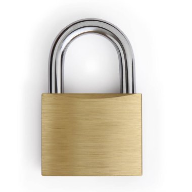 asma kilit beyaz arkaplanda izole edildi, kilitleme kavramı