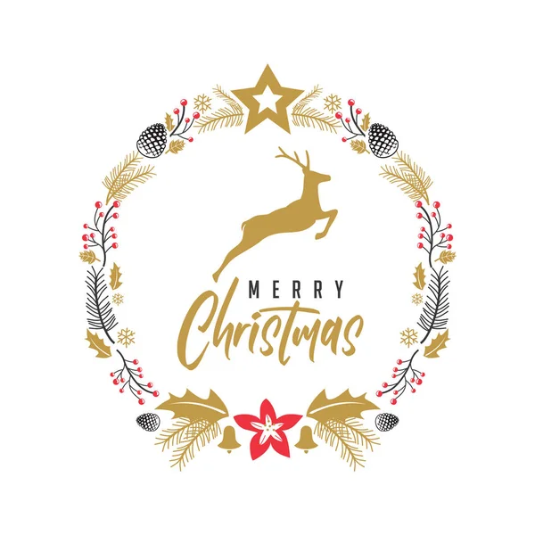 Feliz Natal Cervos Elegante Rústico Plana —  Vetores de Stock