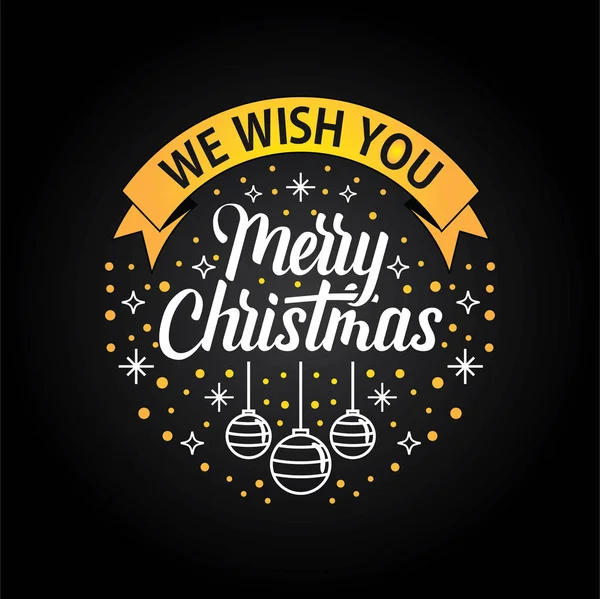 Wish You Merry Christmas Black Gold — Stock Vector