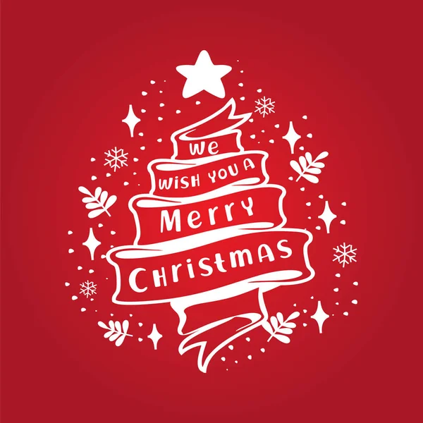 Joyeux Noël Ruban Rustique Salutation Rouge — Image vectorielle