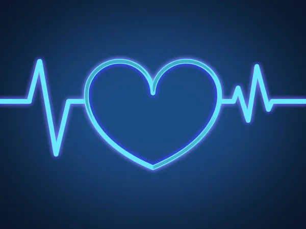 Neon heart on a classic blue background — Stockfoto