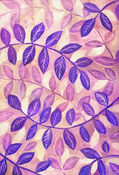 Akvarell bakgrund med lila blad — Stockfoto