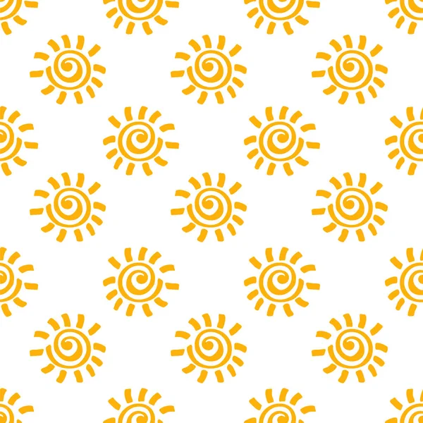 Vecteur doodle motif sans couture du soleil sur un fond blanc — Image vectorielle