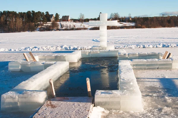 Inverno Baptismal Fonte Lago — Fotografia de Stock