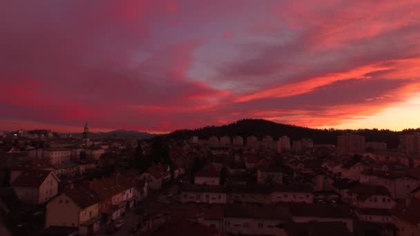 Smuk solnedgang i byen – Stock-video