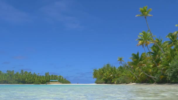 Vista Surpreendente Costa Areia Branca Água Azul Limpa Bangalô Mar — Vídeo de Stock