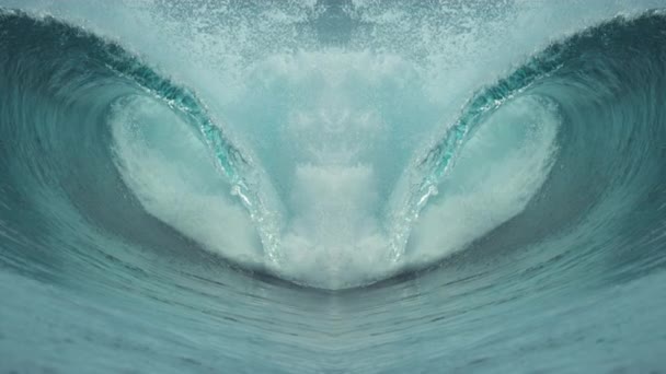 MOVIMIENTO Lento: Dos olas haciendo una hermosa formación del corazón — Vídeo de stock