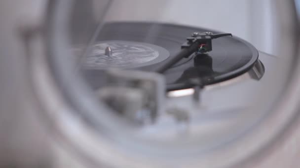 Vinyl Record Played Vintage Record Turntable Player — Stock Video