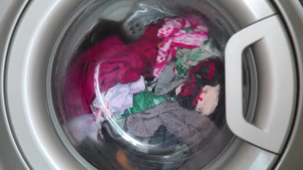 Drum Of Washing Machine Spins — Stock Video