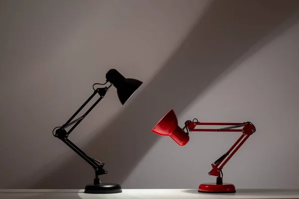 Red and black table lamp