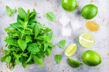 nane, limon, buz, mojito kokteyl için şeker 