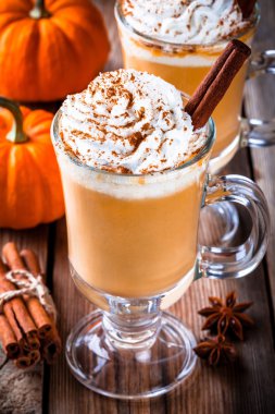 Pumpkin spice latte with whipped cream  clipart