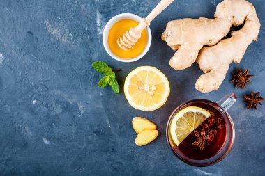 çay zencefil, limon, bal ve anason ile
