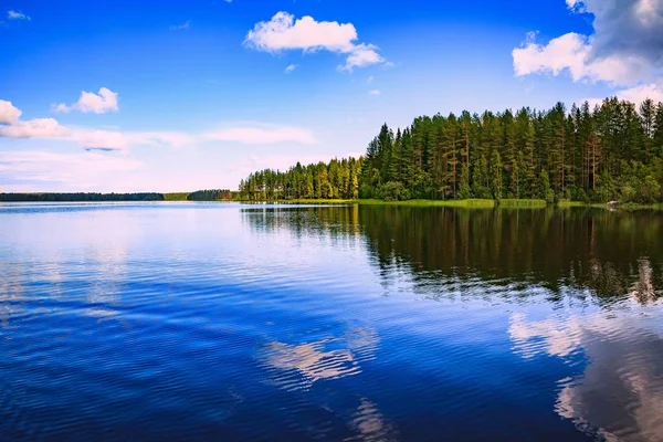 Krajobraz jeziora Finlandii w lecie — Zdjęcie stockowe