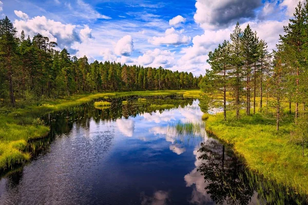 フィンランドの湖をオフとのどかな夏の風景 — ストック写真