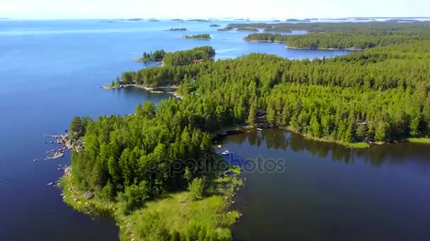 Beautiful views of the coastline and the islands of the archipelago on a clear sunny day. — Stock Video