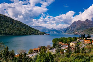 View of Lake Iseo, Italy, the Alps. clipart