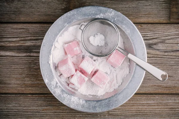 Homemade rosewater marshmallows. Top view — Stock Photo, Image