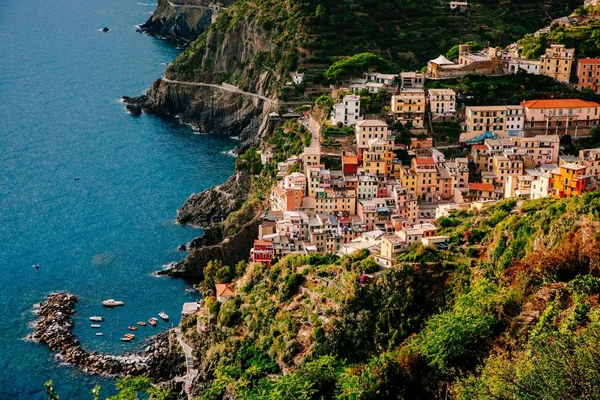 Utsikt över staden Manarola. Nationalparken Cinque Terre, Ligurien Italien. — Stockfoto