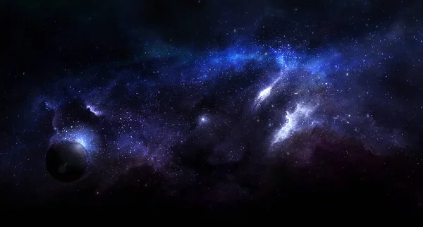 Abstract Cosmic Illustration Planet Radiance Stars Nebula — Stock Photo, Image