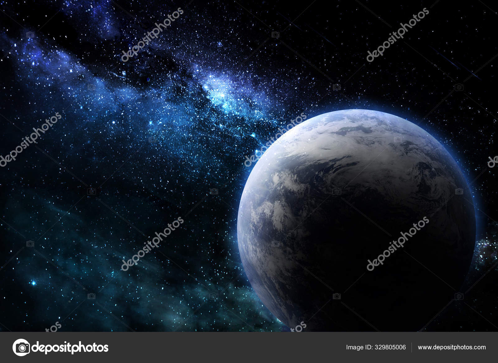 Abstract Space Illustration Planet Earth Magic Shine Bright Stars Nebula Stock Photo Image By C Margarrita