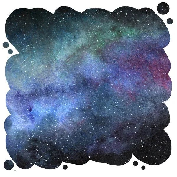 Ilustración Acuarela Abstracta Textura Del Espacio Nebulosa Estrellas Forma Sobre —  Fotos de Stock