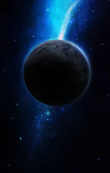 Ilustración Espacial Abstracta Misteriosas Luces Azules Planeta Tierra Espacio — Foto de Stock