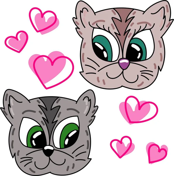 Vector Ilustración Gatos Divertidos Amor — Vector de stock