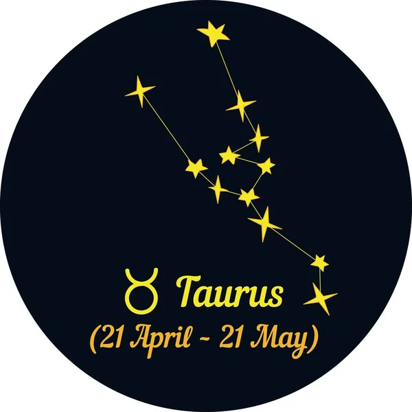 Vektorová Ilustrace Znamení Zvěrokruhu Modrém Kruhu Souhvězdí Datum Taurus — Stockový vektor