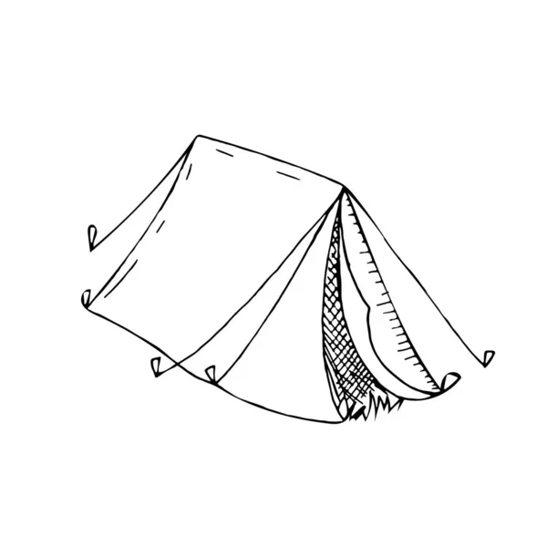 Ilustrasi Vektor Gambar Tangan Elemen Tanpa Latar Belakang Tenda Berkemah - Stok Vektor