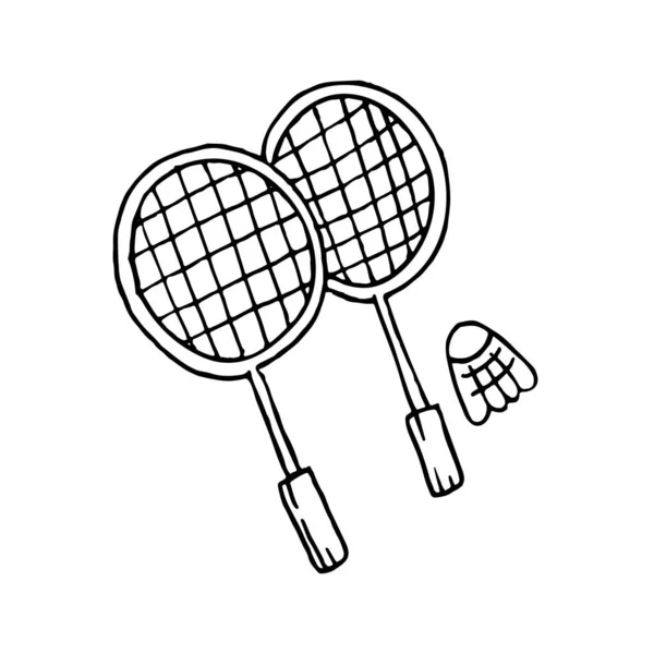 Handgetekende Vectorillustratie Element Zonder Achtergrond Badminton Voor Speels Kamperen — Stockvector