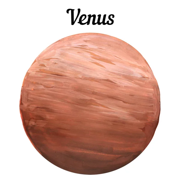 Freehand Kresba Planety Venuše Živými Materiály Světle Hnědá Planeta Bílém — Stock fotografie
