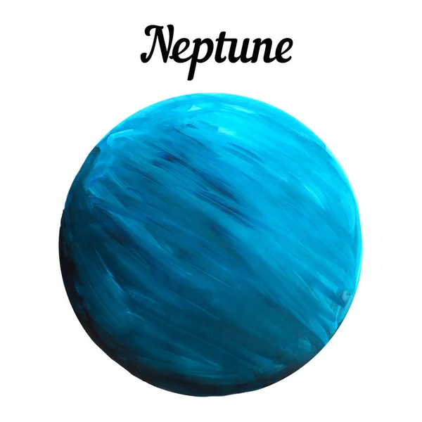 Freehand Kreslení Planety Neptun Živými Materiály Modrá Planeta Bílém Pozadí — Stock fotografie