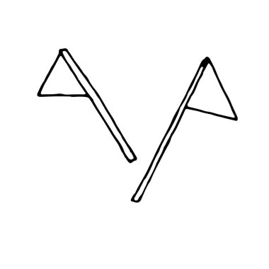 El çizimi vektör illüstrasyonu, geçmişi olmayan element, turist veya çocuk grubu için işaretleme kutuları