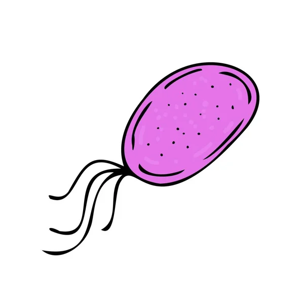 Векторный Изолированный Элемент Фиолетовая Бактерия Фона Нарисованная Вручную Стиле Мультфильма — стоковый вектор